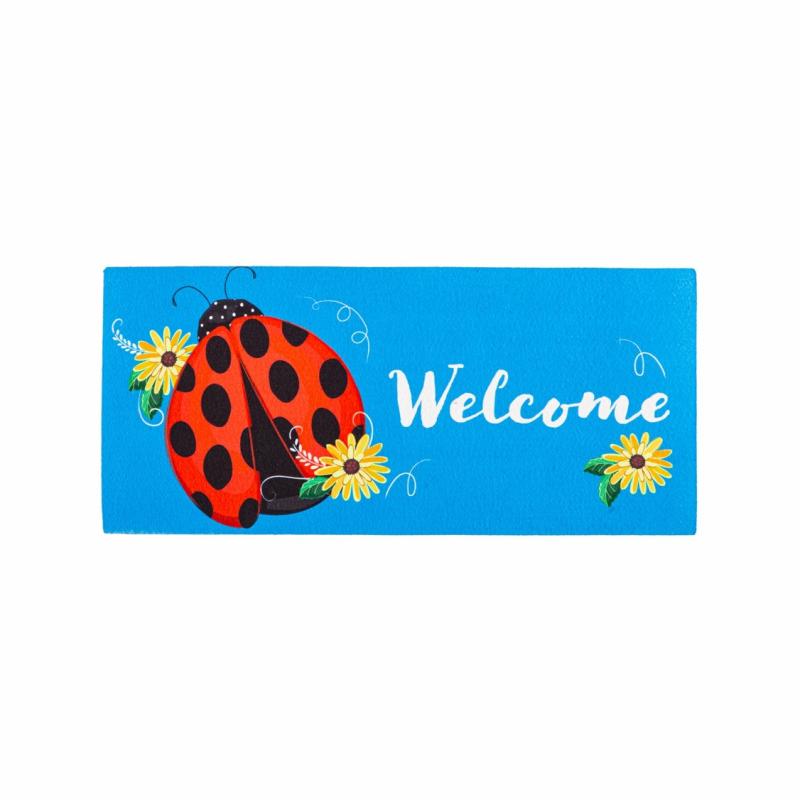 Sassafras Doormats |   Ladybug Welcome Sassafras Switch Mat, 22"W x 10"H x 0.25"D Door Mats Sassafras Doormats