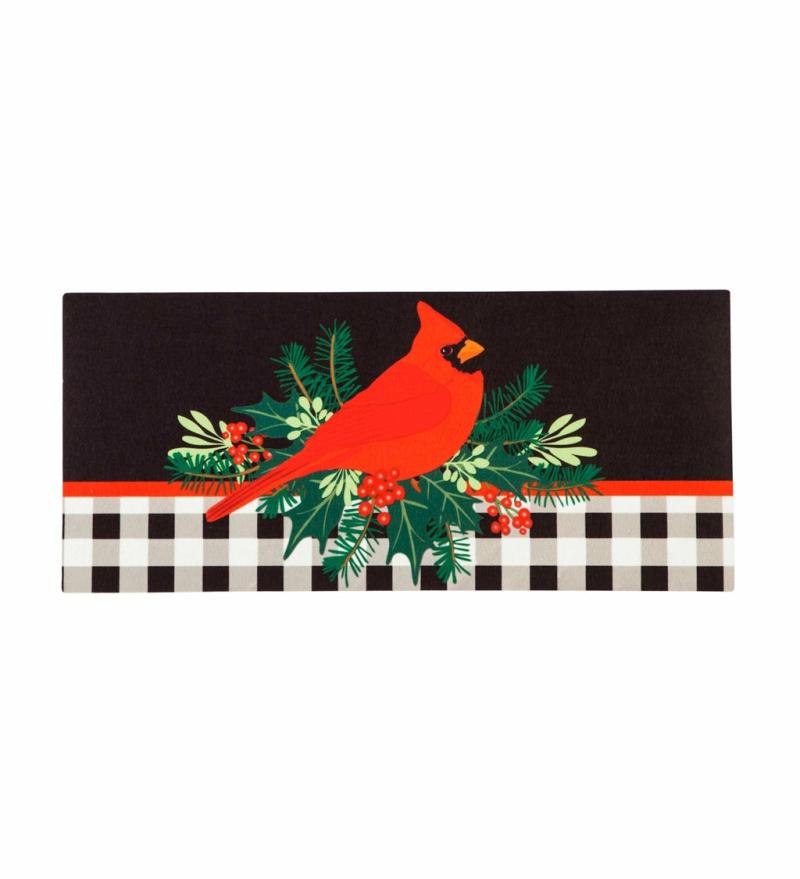 Sassafras Doormats |   Merry Christmas Cardinal Sassafras Switch Mat, 22"W x 10"H x 0.25"D Door Mats Sassafras Doormats