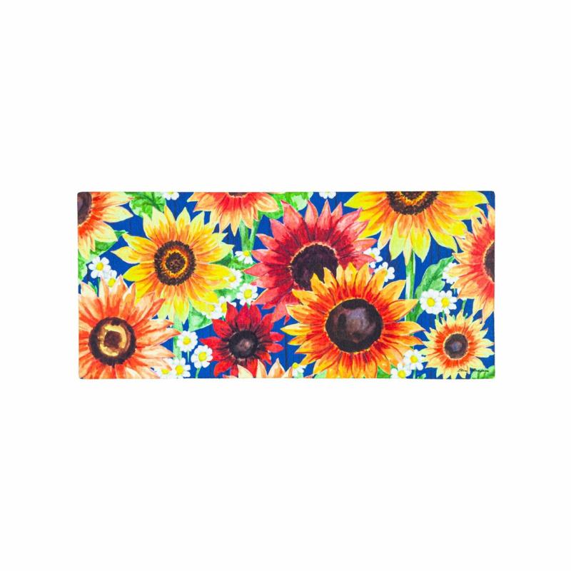 Sassafras Doormats |   Multicolor Fall Sunflowers Sassafras Switch Mat, 22"W x 10"H x 0.25"D Door Mats Sassafras Doormats