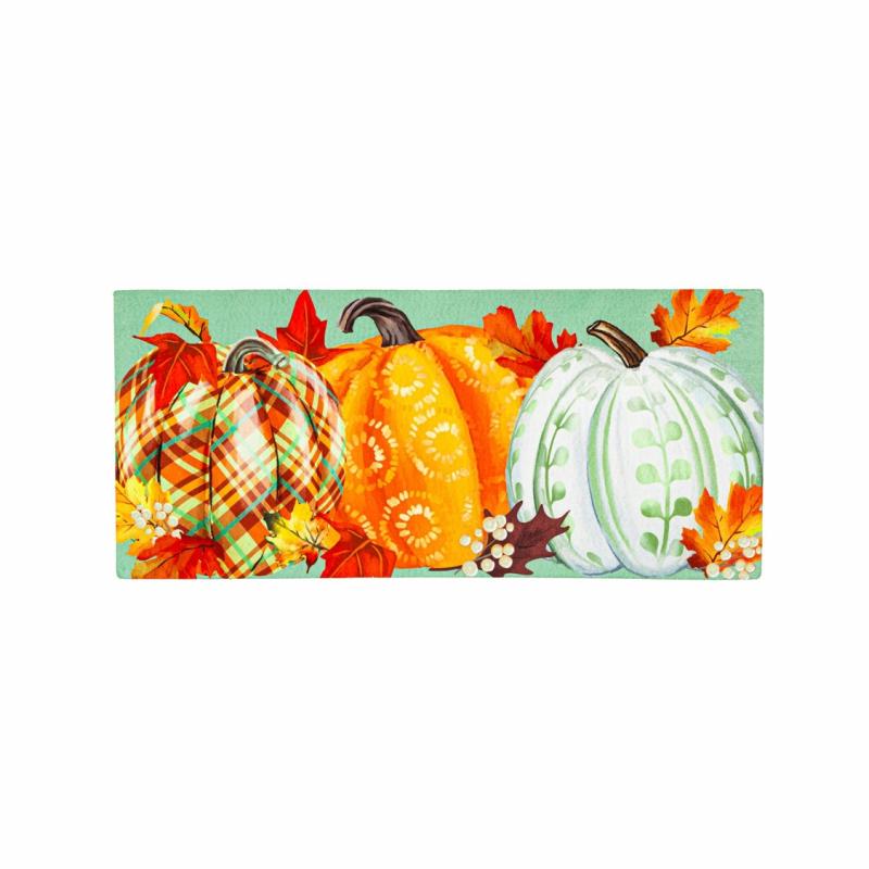 Sassafras Doormats |   Painted Fall Pumpkins Sassafras Switch Mat, 22"W x 10"H x 0.25"D Door Mats Sassafras Doormats