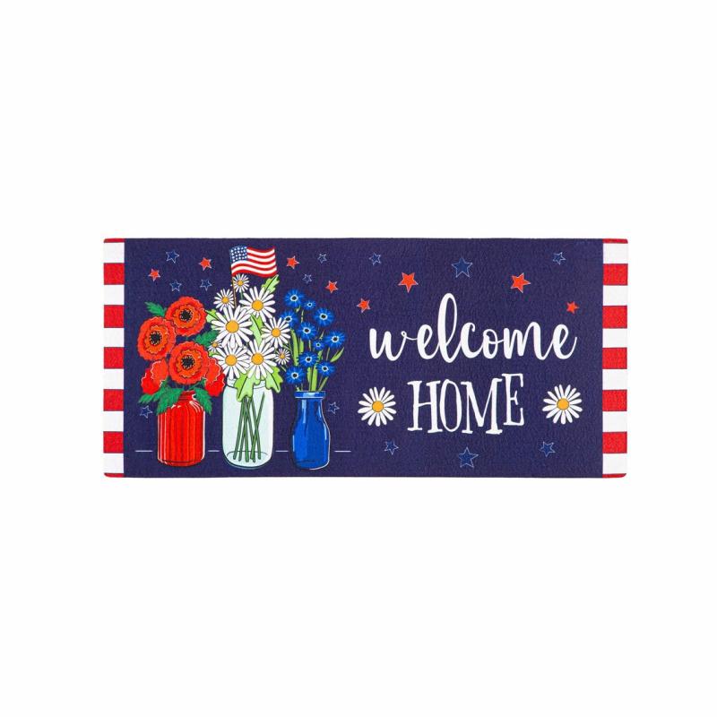 Sassafras Doormats |   Patriotic Floral Sassafras Switch Mat, 22"W x 10"H x 0.25"D Door Mats Sassafras Doormats