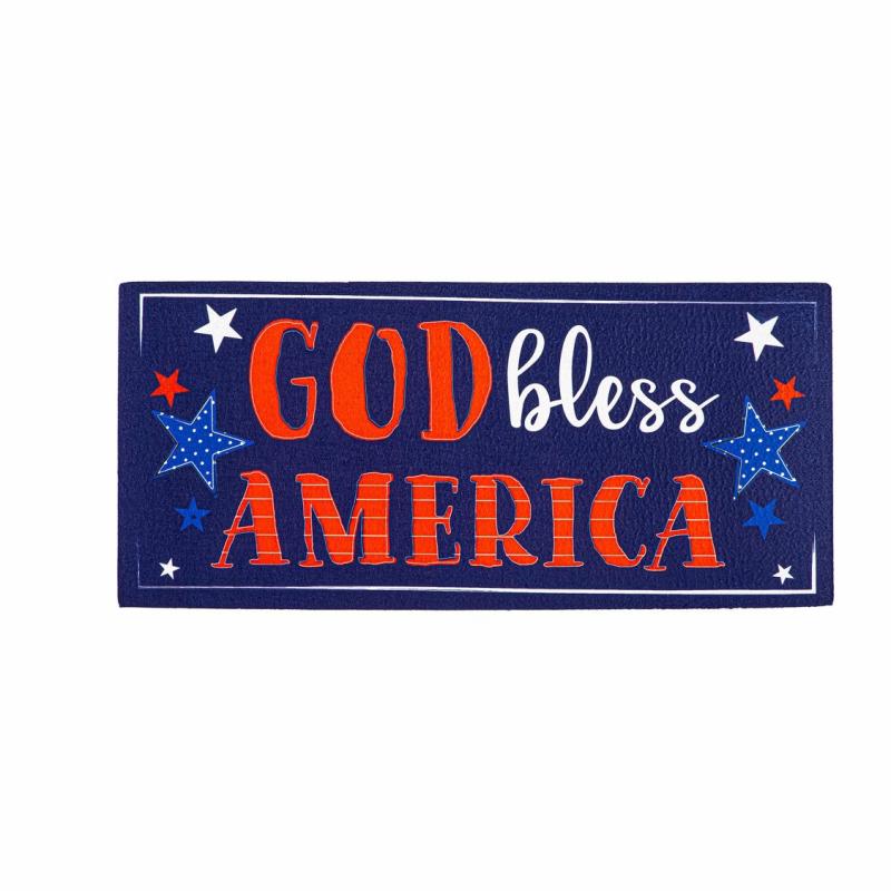 Sassafras Doormats |   Patriotic God Bless America Sassafras Mat, 22"W x 10"H x 0.25"D Door Mats Sassafras Doormats