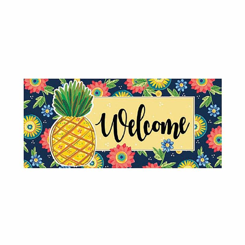 Sassafras Doormats |   Pineapple And Florals Sassafras Switch Mat, 22"W x 10"H x 0.25"D Door Mats Sassafras Doormats