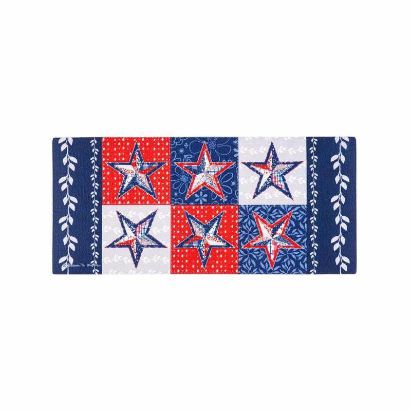 Sassafras Doormats |   Red, White, And Blue Stars Sassafras Switch Mat, 22"W x 10"H x 0.25"D Door Mats Sassafras Doormats