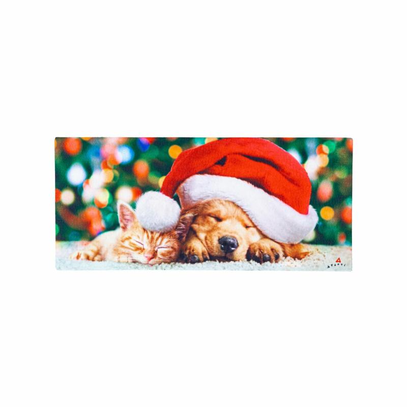 Sassafras Doormats |   Santa Puppy And Kitten Sassafras Switch Mat, 22"W x 10"H x 0.2"D Door Mats Sassafras Doormats