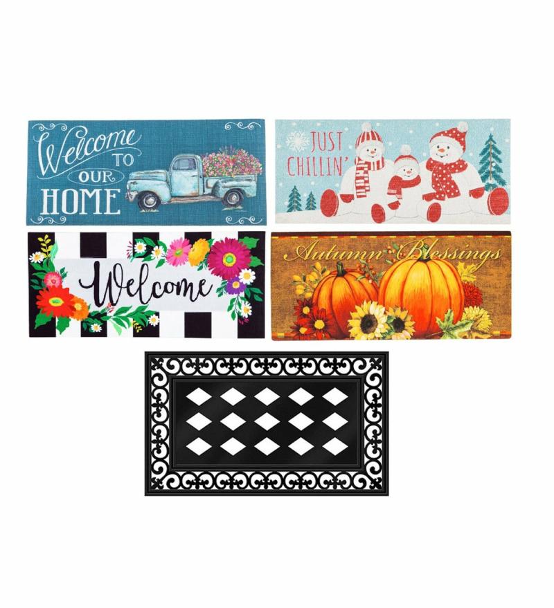 Sassafras Doormats |   Sassafras All Seasons Set Of 5 Interchangeable Mats And Tray, 18"W x 1.5"H x 30"D Door Mats Sassafras Doormats