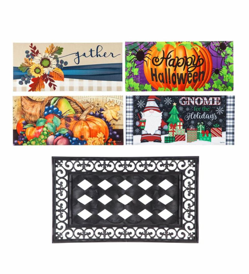 Sassafras Doormats |   Sassafras Fall Holiday Set Of 5, 18"W x 1.5"H x 30"D Door Mats Sassafras Doormats