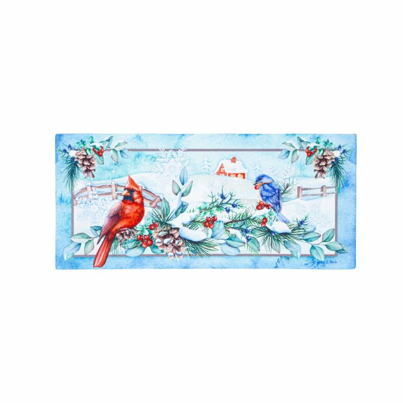 Sassafras Doormats |   Snow Country Birds Sassafras Switch Mat, 22"W x 10"H x 0.2"D Door Mats Sassafras Doormats