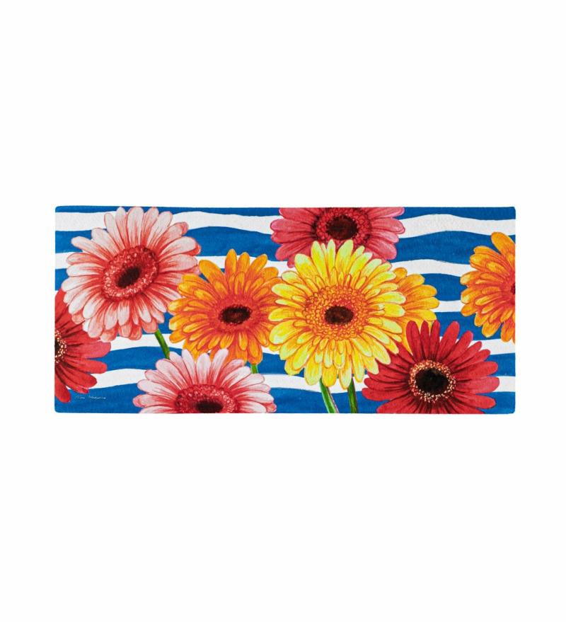 Sassafras Doormats |   Spring Gerbera Bouquet Textured Sassafras Switch Mat, 0.25"W x 10"H x 22"D Door Mats Sassafras Doormats