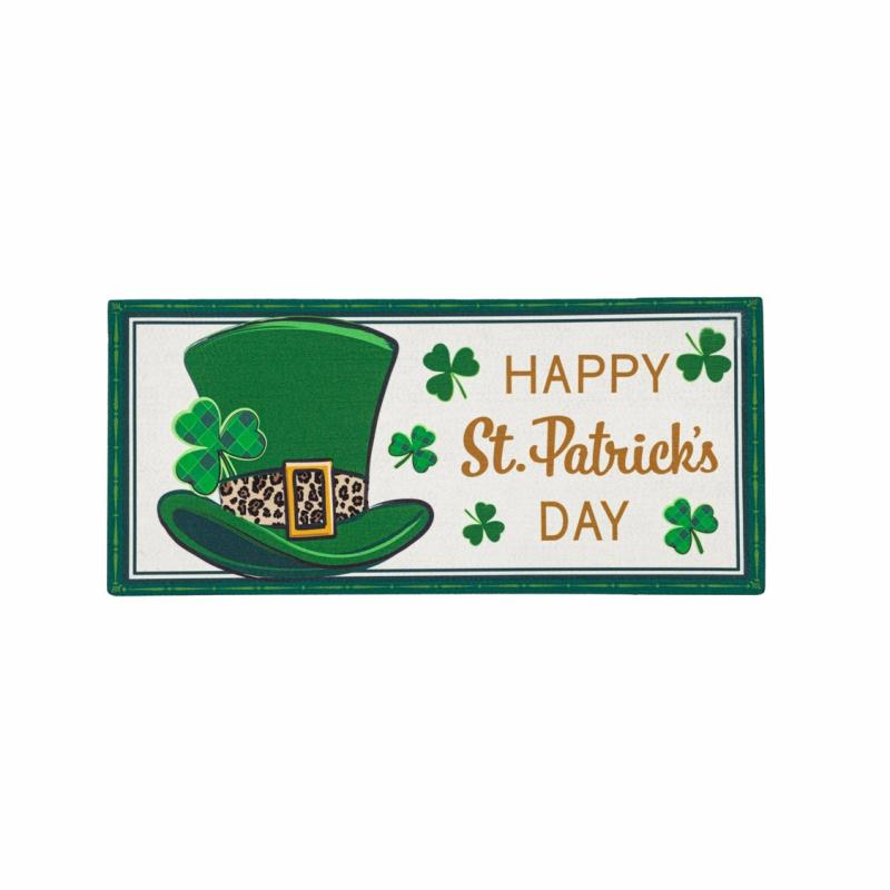 Sassafras Doormats |   St. Patrick’s Day Top Hat Sassafras Switch Mat, 0.2"W x 10"H x 22"D Door Mats Sassafras Doormats