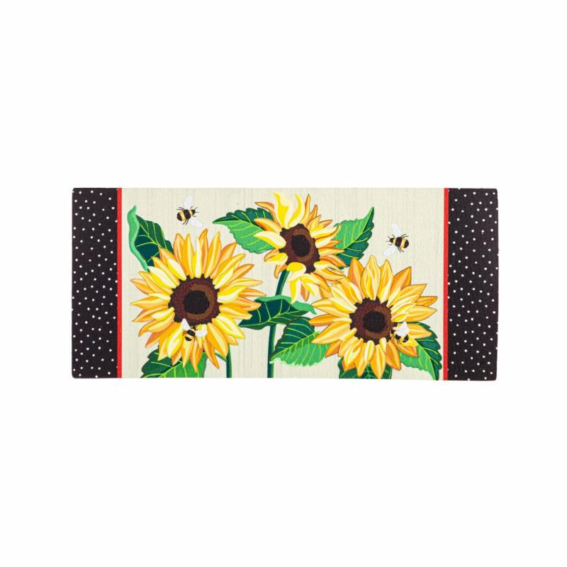 Sassafras Doormats |   Sunflowers And Daisies Sassafras Switch Mat, 22"W x 10"H x 0.25"D Door Mats Sassafras Doormats