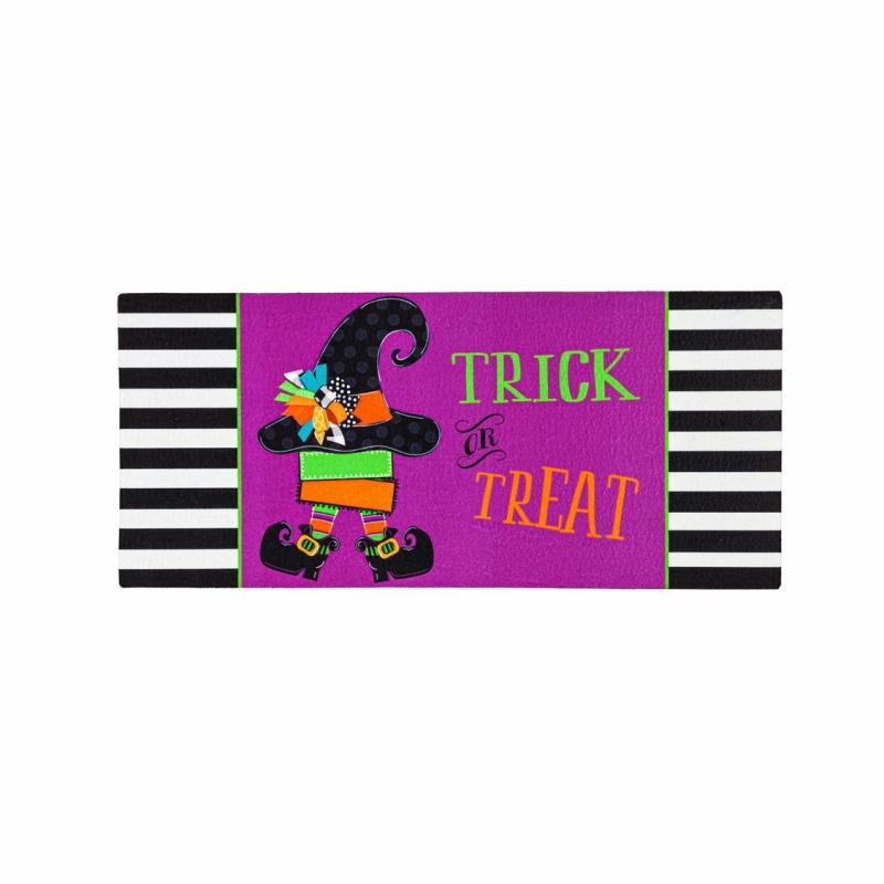 Sassafras Doormats |   Trick Or Treat Witch Sassafras Switch Mat, 0.2"W x 10"H x 22"D Door Mats Sassafras Doormats