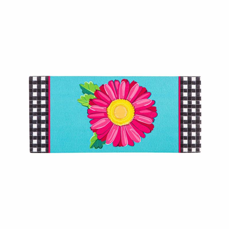 Sassafras Doormats |   Welcome Friends Daisy Sassafras Switch Mat, 22"W x 10"H x 0.2"D Door Mats Sassafras Doormats