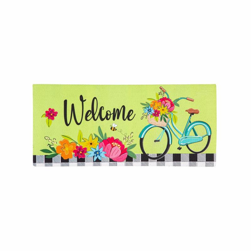 Sassafras Doormats |   Welcome Home Bicycle Sassafras Switch Mat, 22"W x 10"H x 0.25"D Door Mats Sassafras Doormats