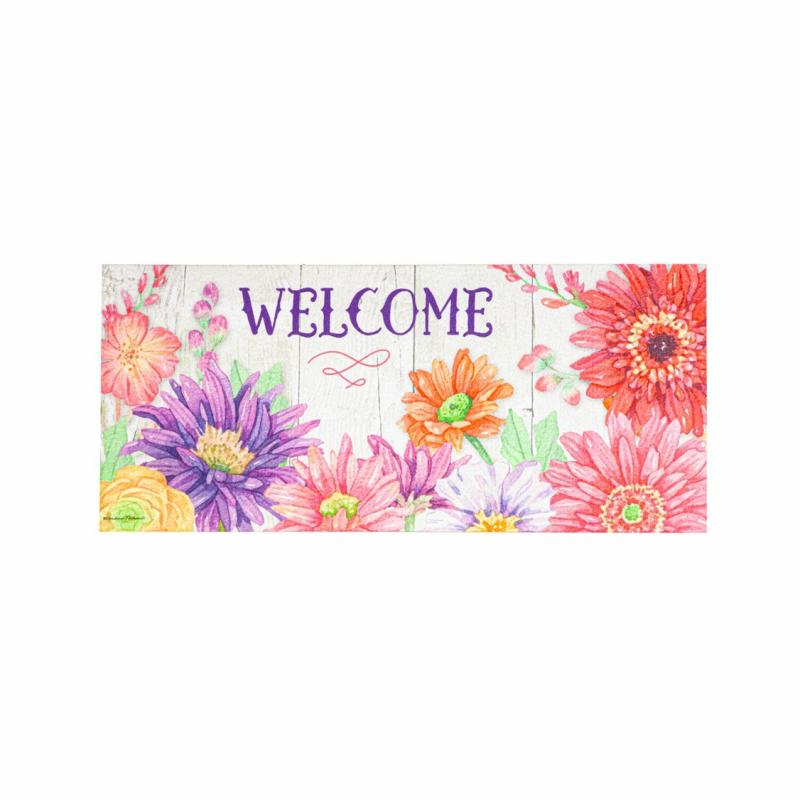 Sassafras Doormats |   Welcome Home Spring Sassafras Switch Mat, 22"W x 10"H x 0.25"D Door Mats Sassafras Doormats