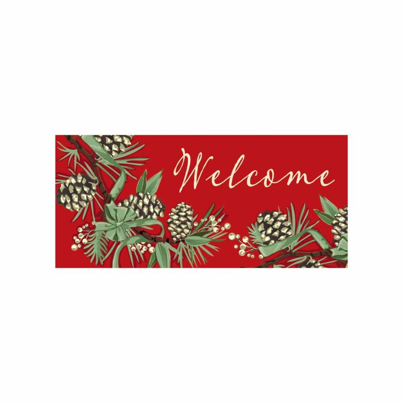 Sassafras Doormats |   Winter Pine Welcome Sassafras Mat, 22"W x 10"H x 0.2"D Door Mats Sassafras Doormats