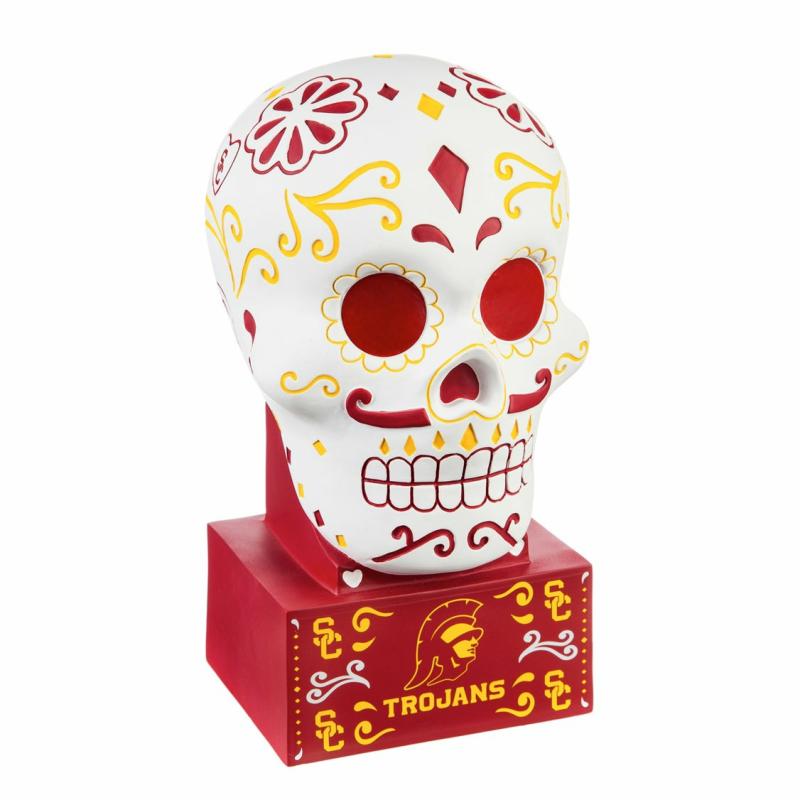 Statues & Sculptures |   University Of Southern California Sugar Skull Statue, 6"W x 10.25"H x 5.25"D Garden Decor Statues & Sculptures