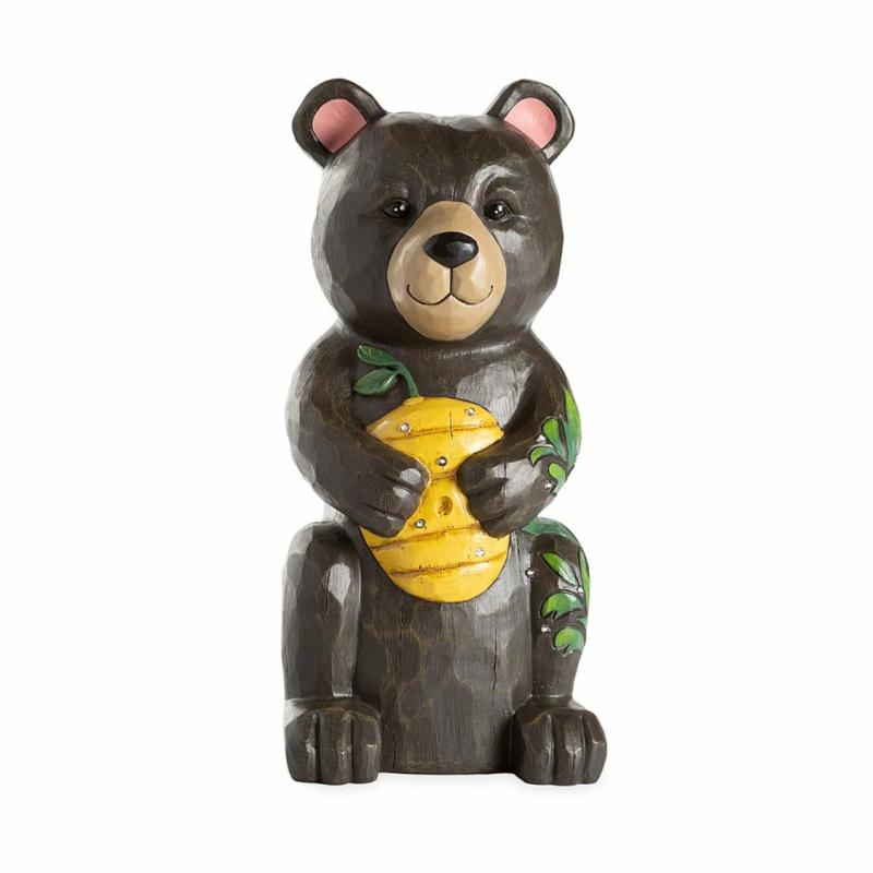 Statues & Sculptures |   Illuminated Bear Garden Statue, 8.66"W x 18"H x 6.89"D Garden Decor Statues & Sculptures