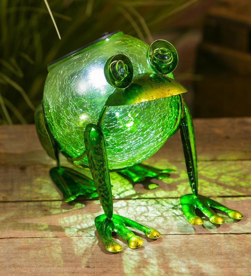 Statues & Sculptures |   Solar Frog Statuary, 5.7"W x 6.1"H x 7.3"D Garden Decor Statues & Sculptures