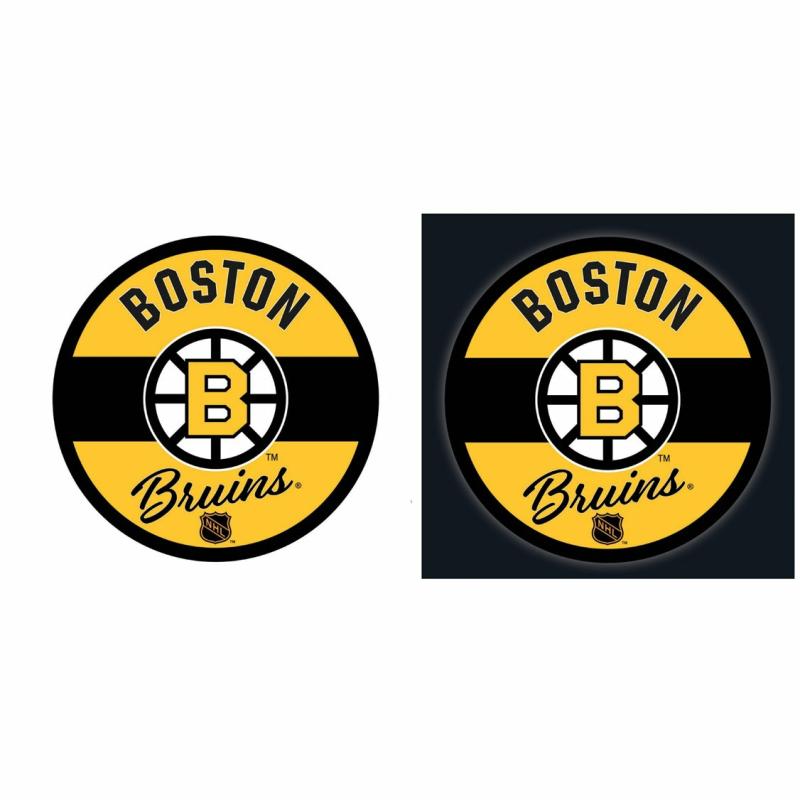 Wall Art |   Boston Bruins Hockey Vintage Led Round Wall Décor, 23"W x 0.38"H x 23"D Home Decor Wall Art