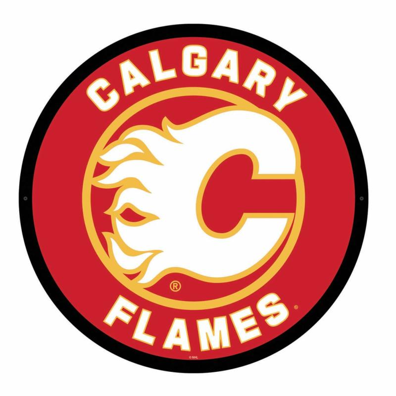 Wall Art |   Calgary Flames Led Round Wall Décor, 23"W x 0.38"H x 23"D Home Decor Wall Art