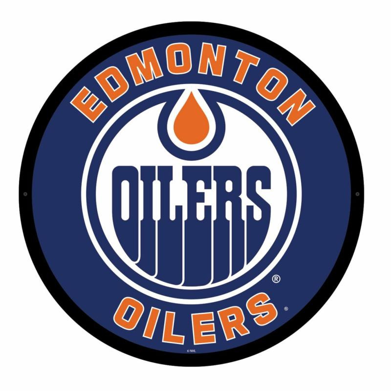 Wall Art |   Edmonton Oilers Led Round Wall Décor, 23"W x 0.38"H x 23"D Home Decor Wall Art