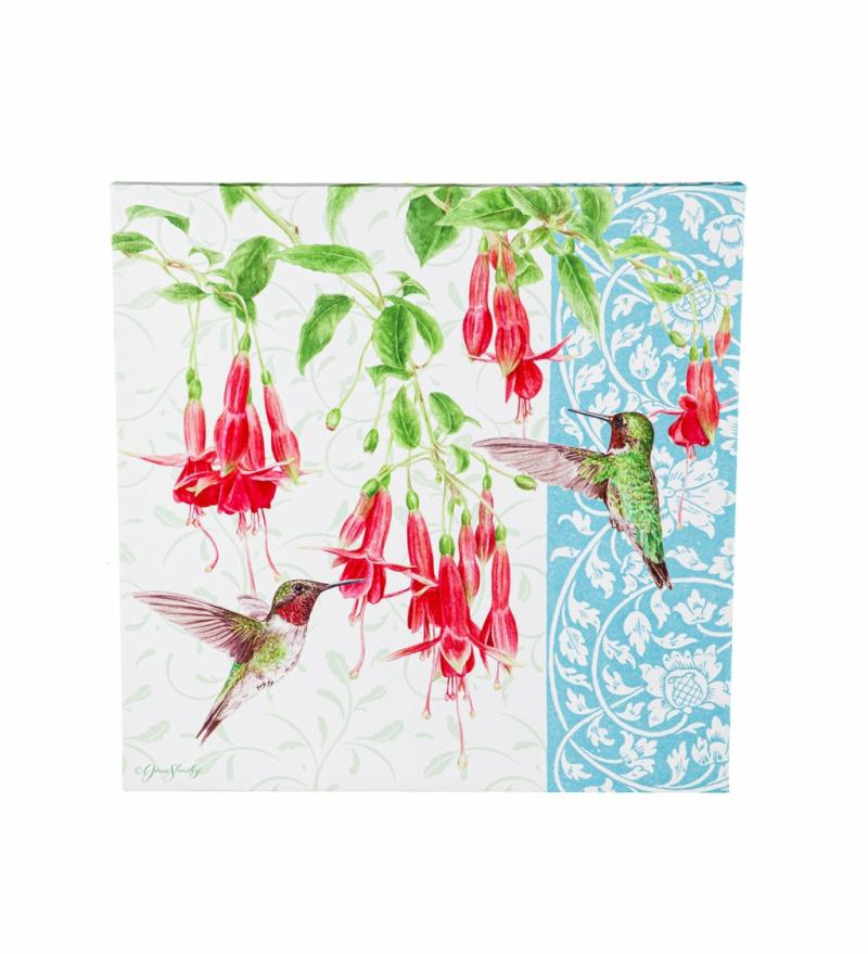 Wall Art |   Fuchsia And Hummingbird 24"X 24" Outdoor Canvas, 1.5"W x 24"H x 24"D Home Decor Wall Art