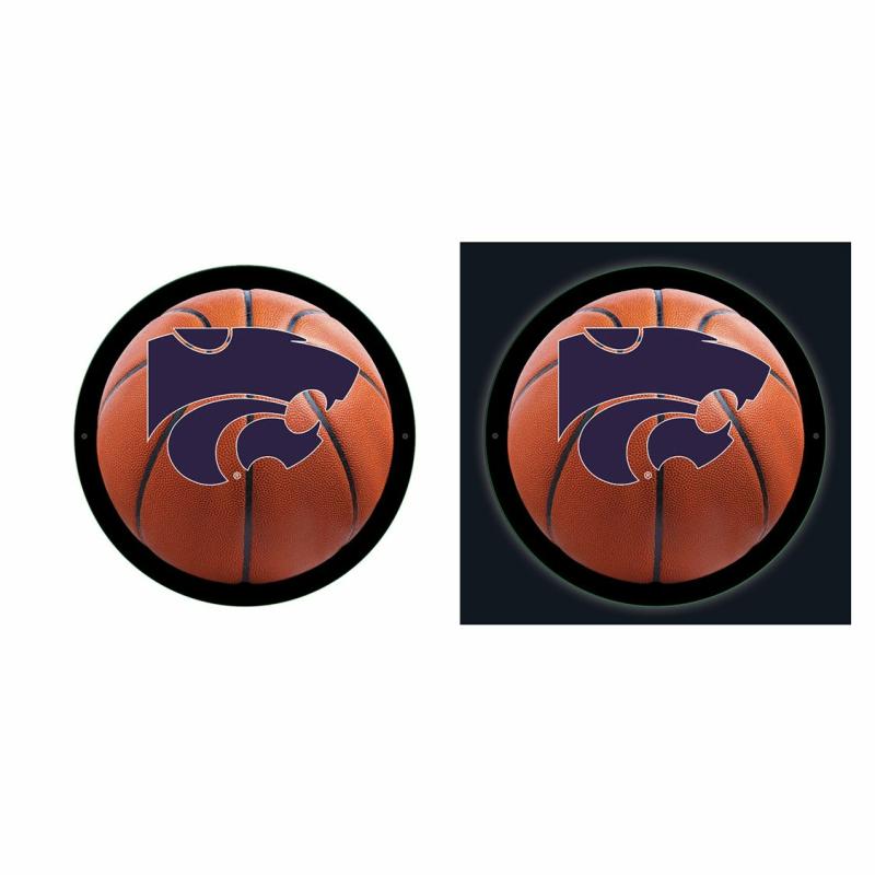 Wall Art |   Kansas State Basketball Led Small Round Wall Décor, 15"W x 0.38"H x 15"D Home Decor Wall Art