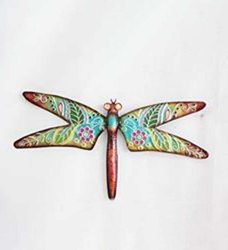 Wall Art |   Rust And Yellow Boho Dragonfly, 23.23"W x 13.39"H x 1.18"D Home Decor Wall Art