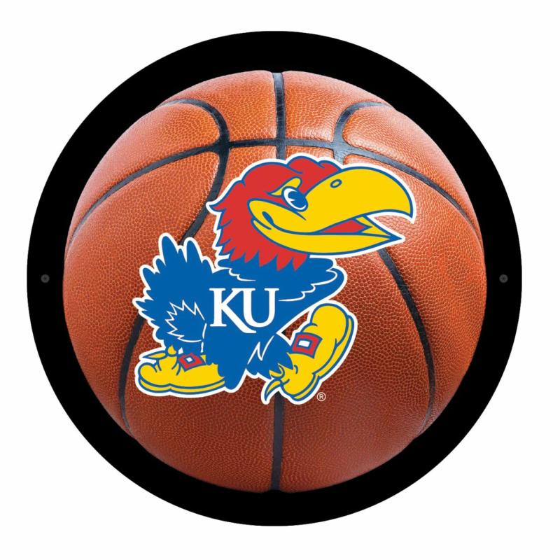 Wall Art |   University Of Kansas Basketball Led Medium Round Wall Décor, 15"W x 0.38"H x 15"D Home Decor Wall Art