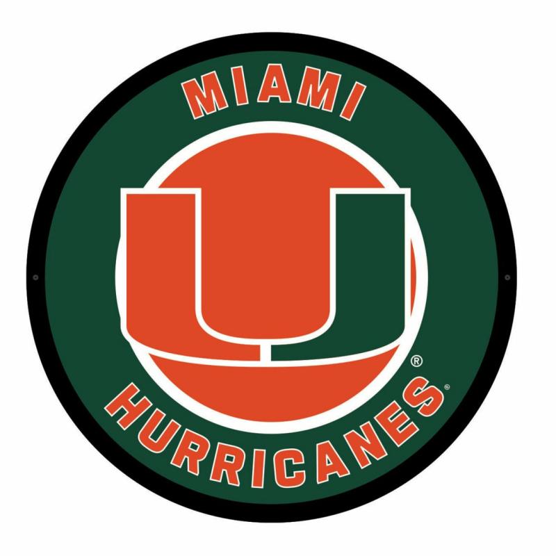 Wall Art |   University Of Miami Led Round Wall Décor, 23"W x 0.38"H x 23"D Home Decor Wall Art