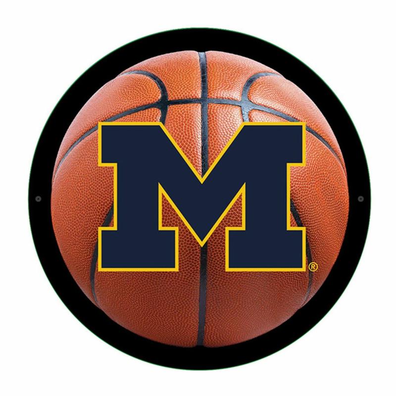 Wall Art |   University Of Michigan Basketball Led Small Round Wall Decor, 15"W x 0.38"H x 15"D Home Decor Wall Art