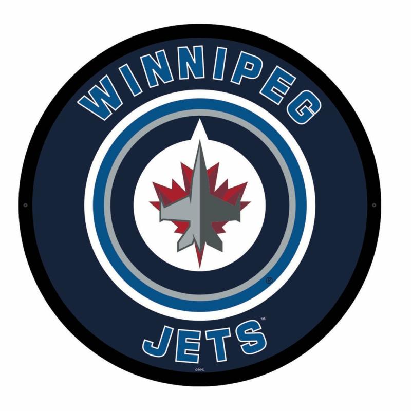 Wall Art |   Winnipeg Jets Led Round Wall Décor, 23"W x 0.38"H x 23"D Home Decor Wall Art