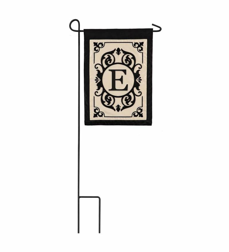 Garden Flags |   Cambridge Monogram Garden Applique Flag, Letter E, 0.02"W x 18"H x 12.5"D Garden Flags Garden Flags