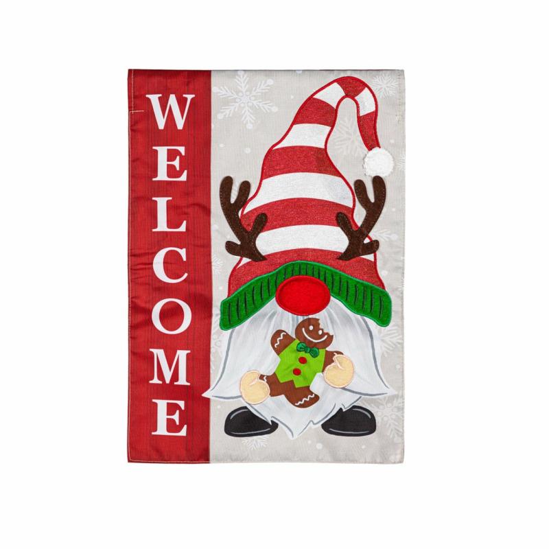 Garden Flags |   Holiday Gnome Applique Garden Flag, 0.2"W x 18"H x 12.5"D Garden Flags Garden Flags