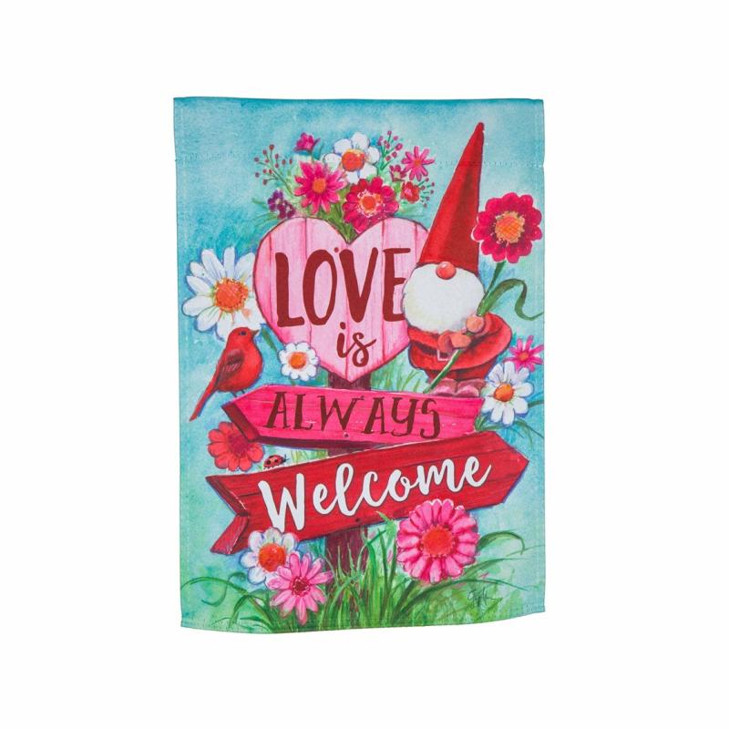 Garden Flags |   Love Is Always Welcome Suede Garden Flag, 0.02"W x 18"H x 12.5"D Garden Flags Garden Flags