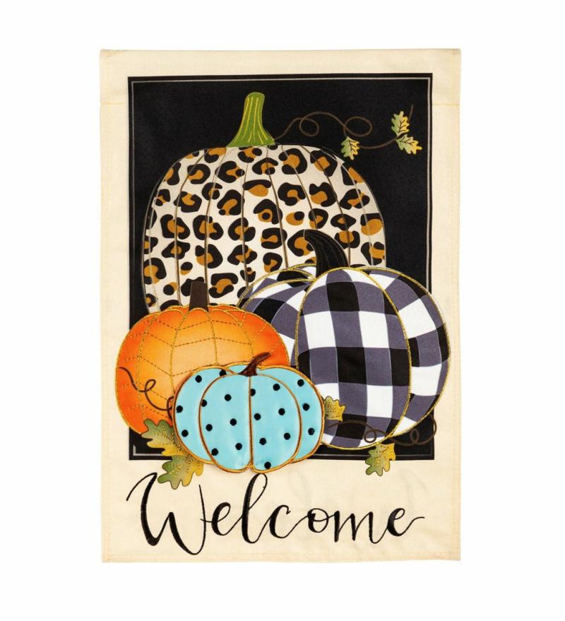 Garden Flags |   Mixed Print Pumpkins Garden Linen Flag, 12.5"W x 0.2"H x 18"D Garden Flags Garden Flags