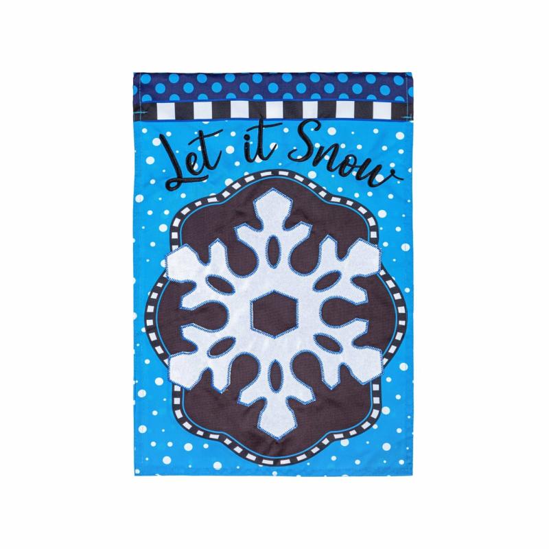 Garden Flags |   Patterned Snowflake Applique Garden Flag, 12.5"W x 0.2"H x 18"D Garden Flags Garden Flags