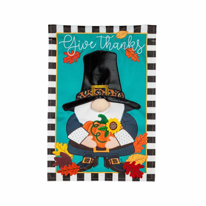 Garden Flags |   Pilgrim Gnome Garden Applique Flag, 12.5"W x 0.2"H x 18"D Garden Flags Garden Flags