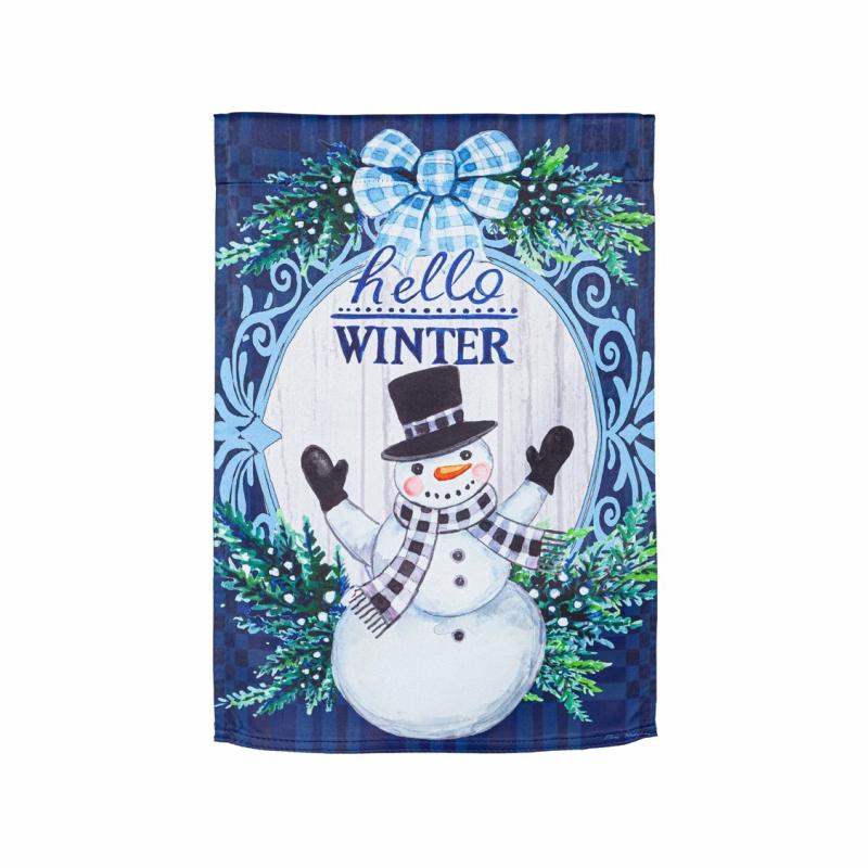 Garden Flags |   Winter Snowman Suede Garden Flag, 0.02"W x 18"H x 12.5"D Garden Flags Garden Flags