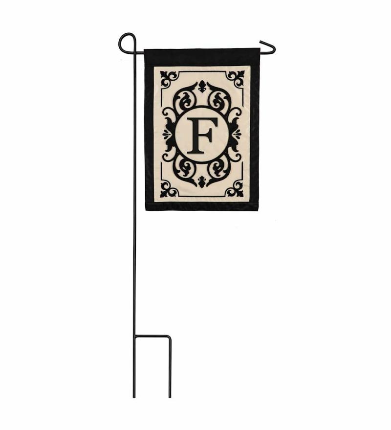 Monogrammed Flags |   Cambridge Monogram Garden Applique Flag, Letter F, 0.02"W x 18"H x 12.5"D Garden Flags Garden Flags