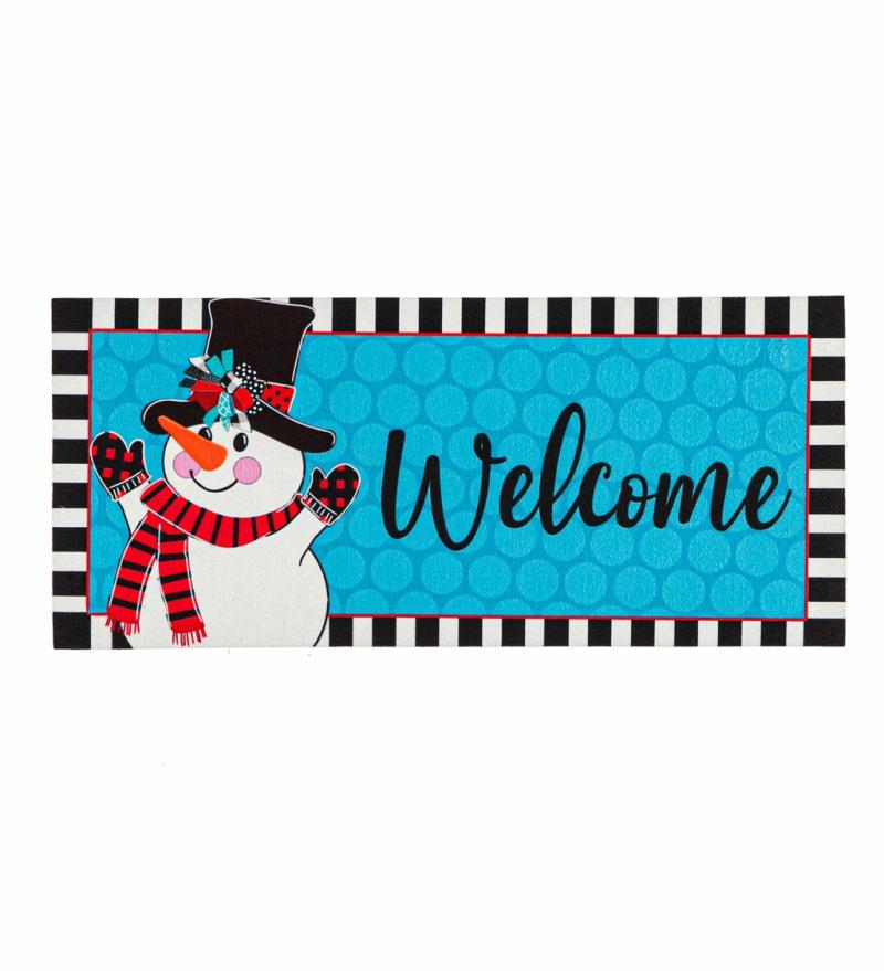 Sassafras Doormats |   Patterned Snowman Sassafras Switch Mat, 22"W x 10"H x 0.25"D Door Mats Sassafras Doormats