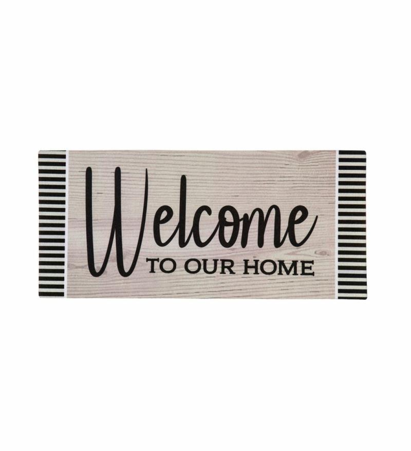 Sassafras Doormats |   Wood Grain Welcome Sassafras Switch Mat, 22"W x 10"H x 0.25"D Door Mats Sassafras Doormats