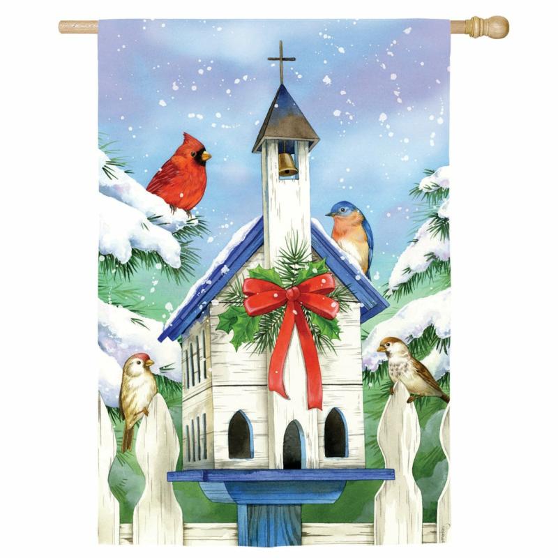 House Flags |   Christmas Bird House Suede House Flag, 0.02"W x 44"H x 28"D House & Garden Flags House Flags