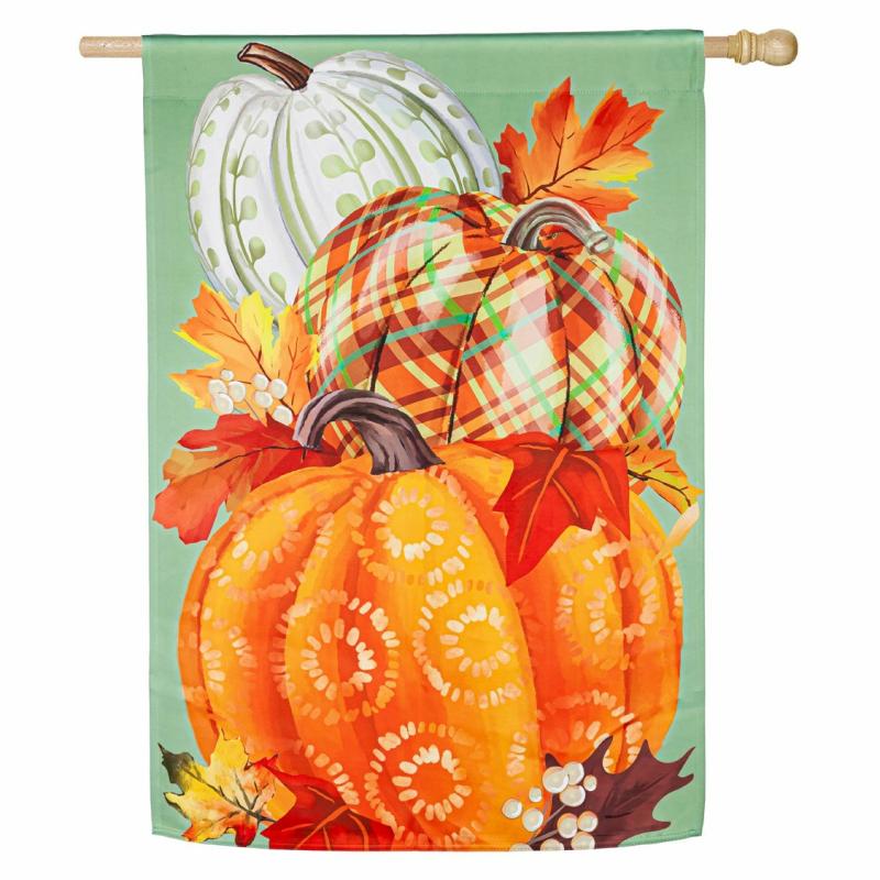 House Flags |   Painted Fall Pumpkins Suede House Flag, 0.02"W x 43"H x 29"D House & Garden Flags House Flags