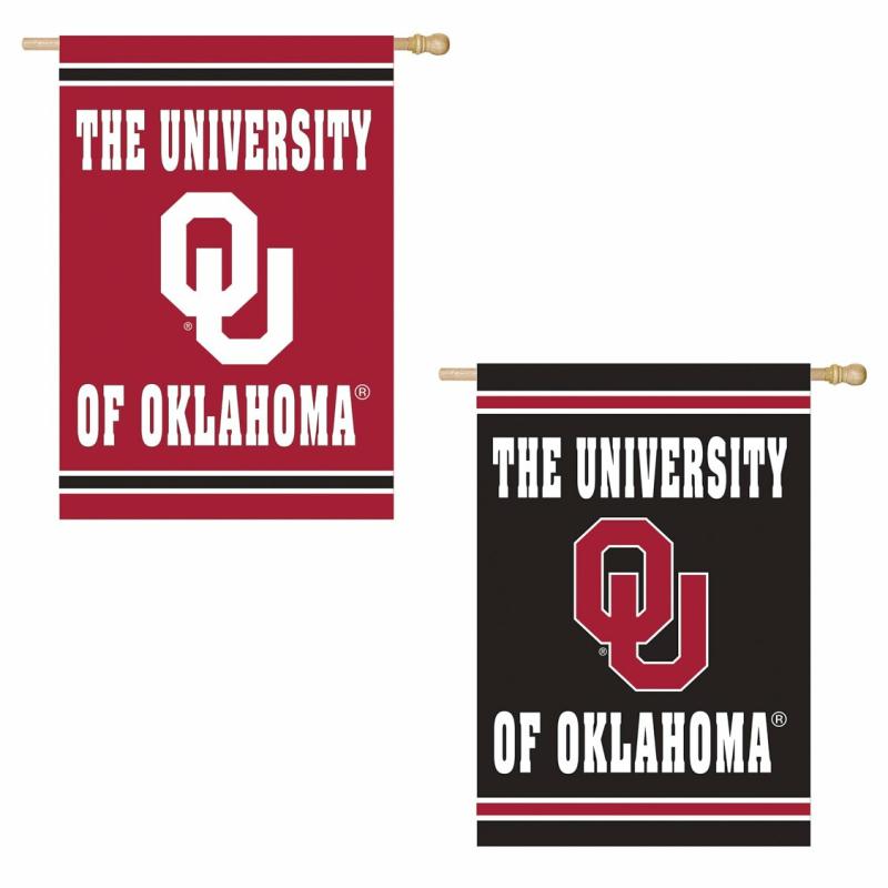 House Flags |   University Of Oklahoma Embossed Suede House Flag, 0.2"W x 44"H x 28"D House & Garden Flags House Flags