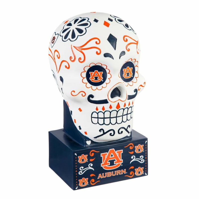 Statues & Sculptures |   Auburn University Sugar Skull Statue, 6"W x 10.25"H x 5.25"D Garden Decor Statues & Sculptures