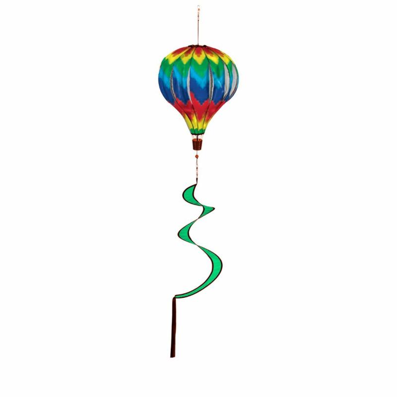 Kinetics & Wind Spinners |   Tie-Dye Chevron Balloon Spinner, 15"W x 55"H x 15"D Garden Decor Kinetics & Wind Spinners