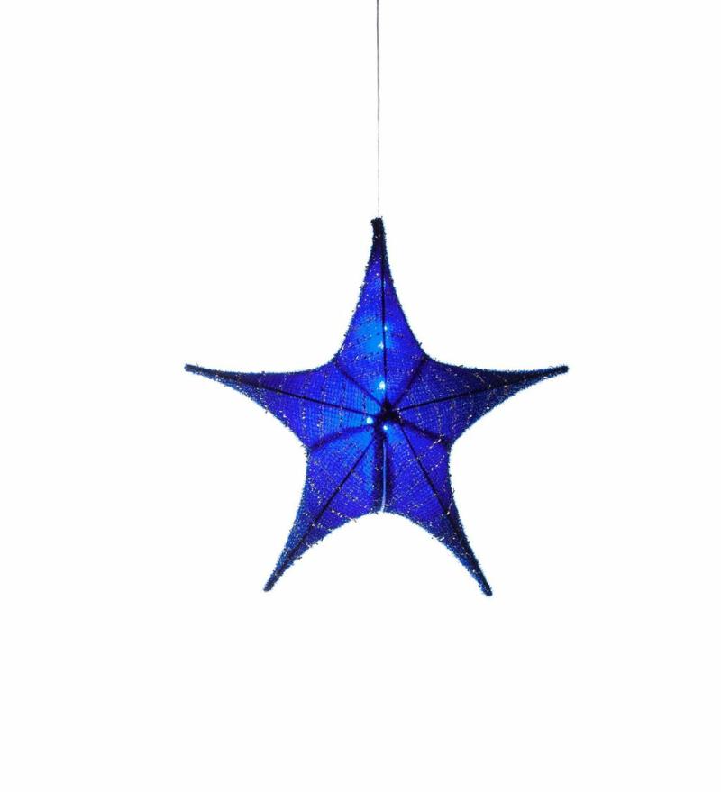 Lanterns & Outdoor Lights |   Small Blue Lighted Fabric Star, 6"W x 17"H x 17"D Lanterns & Outdoor Lights Lanterns & Outdoor Lights