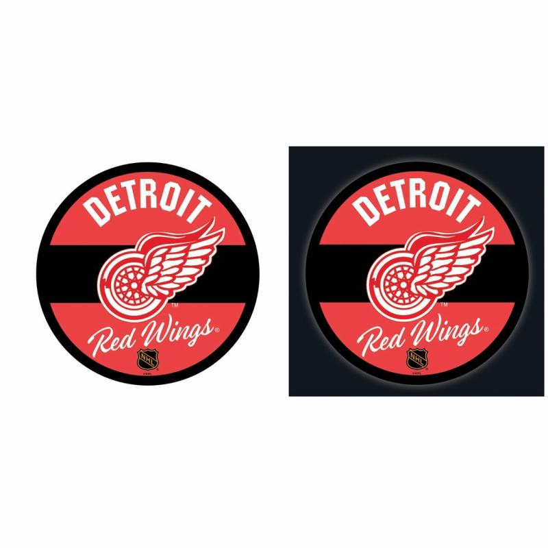 Wall Art |   Detroit Red Wings Hockey Led Round Vintage Wall Décor, 23"W x 0.38"H x 23"D Home Decor Wall Art